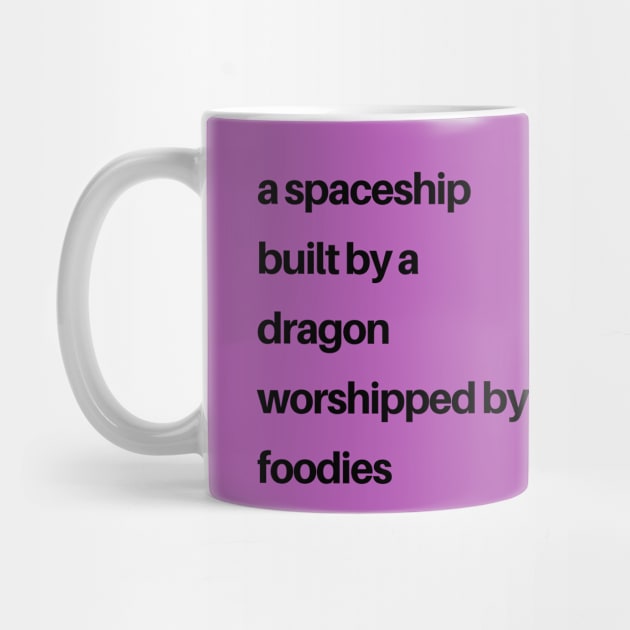 Epcot Inspired: a spaceship built by a dragon worshipped by foodies (black) T-Shirt by TheCastleRun